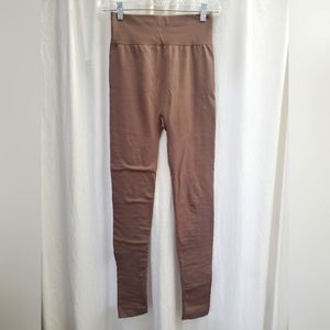 Tan Fleece Lined Leggings Women's Medium NWOT Soft Light Brown New Seamless